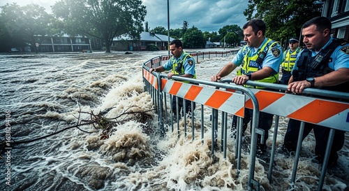 Emergency Responders Monitoring Flooded Area