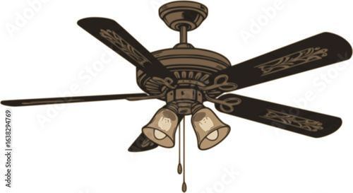 Vintage Ceiling Fan: An intricate vintage ceiling fan with elegant detailing, combining functionality with timeless design. A beautiful and classical element for any room. 