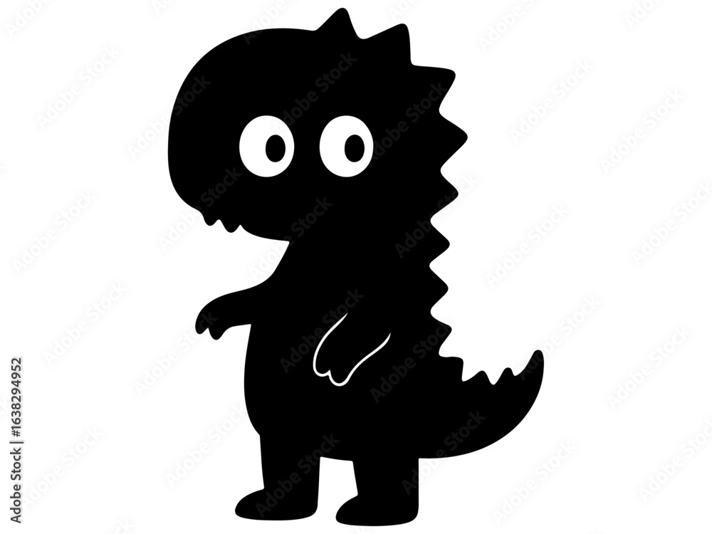 Obraz premium Dinosaur costume with spooky eyes silhouette vector art with white background