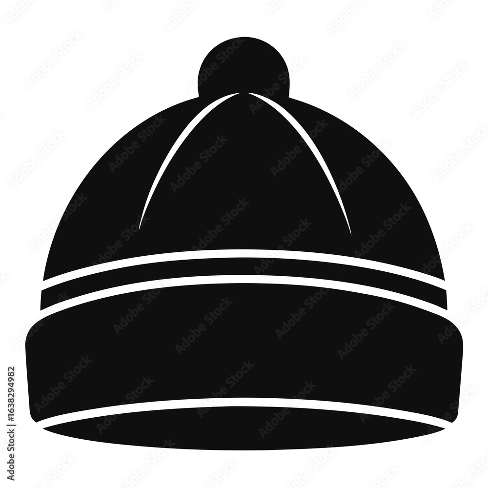 Fototapeta premium Minimalist Beanie Hat Silhouette Vector