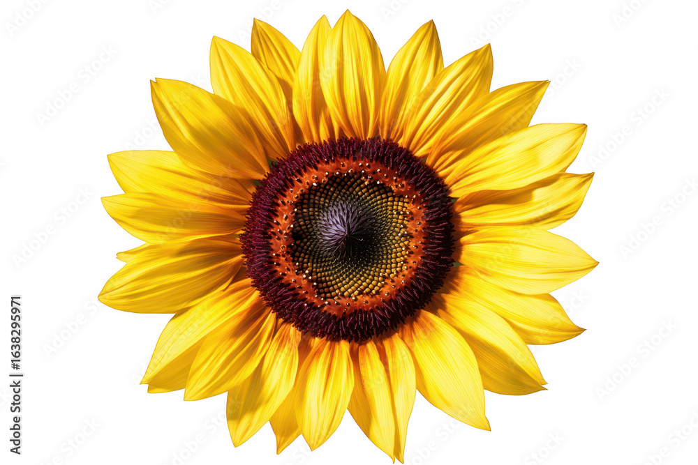 Naklejka premium Vibrant yellow sunflower with rich brown center detailed petals isolated on transparent background