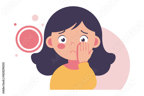 Distressed Illustration: An illustration that captures the emotional depth of a young person in distress, clutching their cheek.