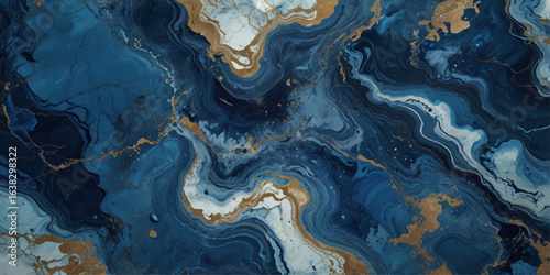 Beautiful abstract blue and white marble luxurious wall grunge background. Blue marble stone wall texture.	