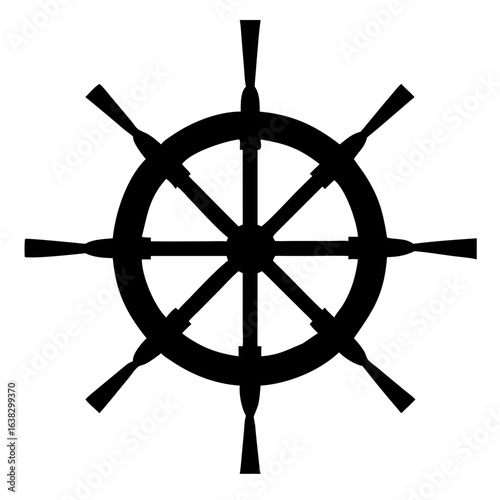 Classic Wooden Ship Wheel Vector Silhouette