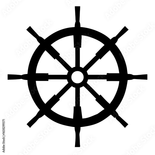 Classic Wooden Ship Wheel Vector Silhouette