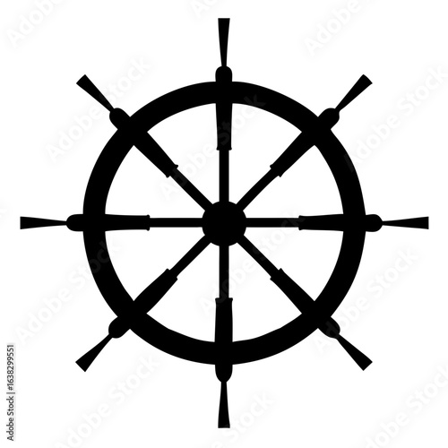 Classic Wooden Ship Wheel Vector Silhouette