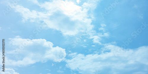 sunny sky blue light watercolor background. Aquarelle painting brush effect card paper textured canvas cloudy smoke space for text, entertaining card, template. aquamarine color graphics illustration