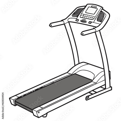 Modern treadmill with a digital display and handrails for cardio exercise and fitness training