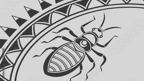 An intricate tribal ant tattoo design, blending traditional patterns with modern aesthetics, creating a unique and eyecatching artwork for tattoo enthusiasts
