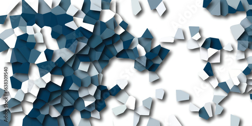 Abstract geometric blue and white background with fragmented shapes and shadows for modern digital design