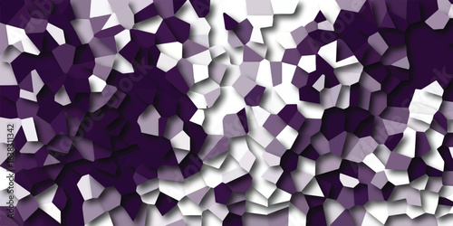 Abstract geometric mosaic background in various shades of purple with a cellular or fragmented design that creates a modern and visually appealing design.