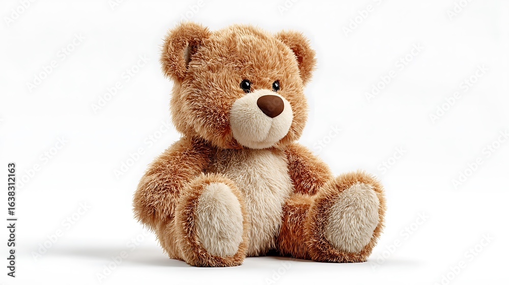 Obraz premium A Soft Adorable Brown Teddy Bear Sitting on a White Background