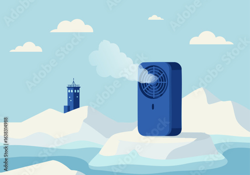 Portable air cooler on ice offers refreshing relief from heatwave
