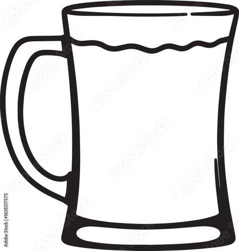 Beer Mug Silhouette in Black | Classic Pint Glass Illustration Vector