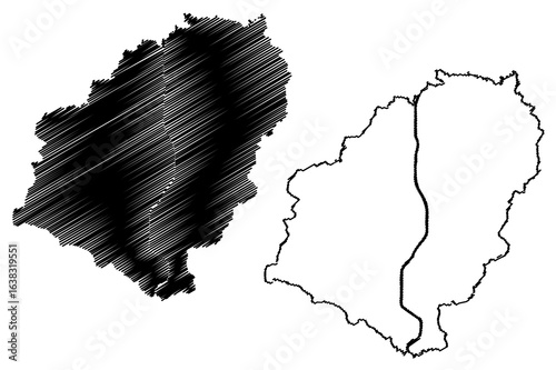 Seongnam City (South Korea, Republic of Korea, ROK, Gyeonggi Province) map vector illustration, scribble sketch City of Seongnam map