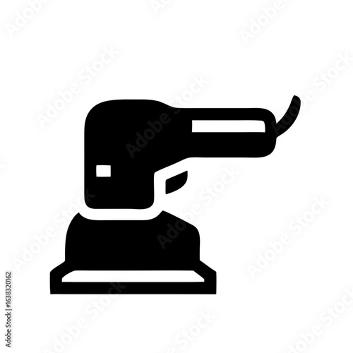 A solid black icon of an electric orbital sander. This image is suitable for websites and blogs about carpentry, construction, tools, and professional services.

