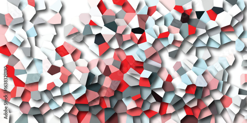 Abstract geometric mosaic with red grey and white color palette creates a modern and artistic design for backgrounds and graphic designs
