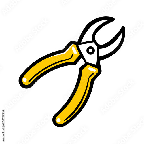 A hand-drawn style icon of a pair of pliers with yellow accents. This image is suitable for websites and blogs related to tools, home repair, construction, and hardware.

