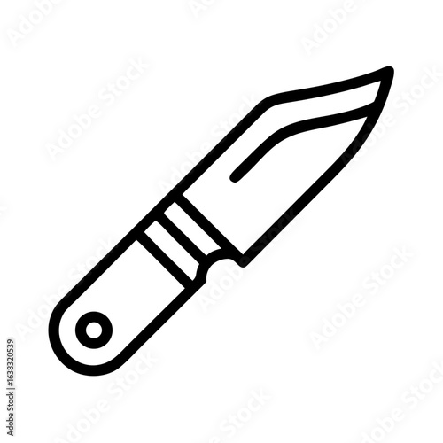 A line art icon of a utility knife, suitable for websites and blogs about camping, tools, outdoor activities, or survival skills.

