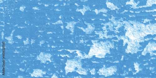 Blue painted wall texture background featuring peeling paint and rough surface depicting aging and decay