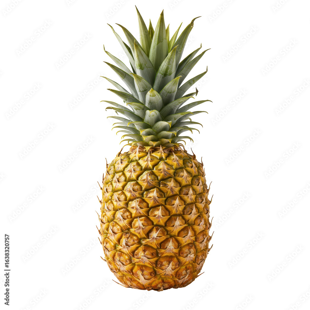 Fototapeta premium Ripe pineapple isolated against black background closeup fresh tropical fruit healthy diet delicious tropical produce freshness food studio shot