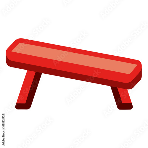 Simple red gymnastics vaulting table with two legs