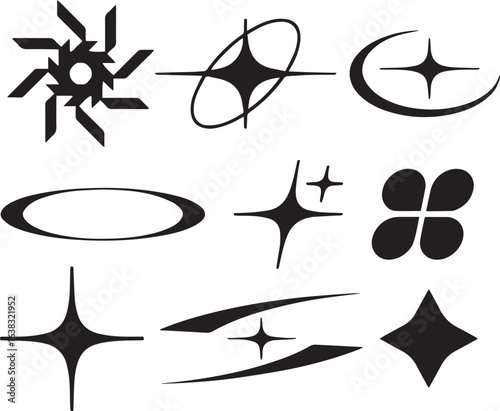 Y2K Icon Packs. Geometric Shapes Collection Abstract Icons and Symbols
