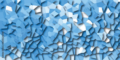 Abstract mosaic background featuring irregular geometric shapes in various shades of blue and white creating a modern artistic appearance