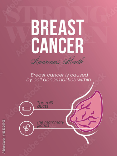Breast cancer awareness social media story reel template vector