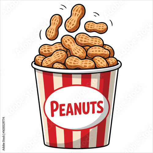 Cartoon bag of peanuts vector hand drawn illustration isolated on transparent background. Perfect for food, snack, and natural product themed designs.