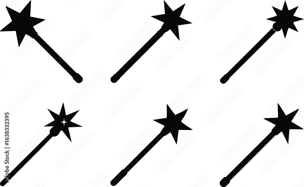 Fototapeta premium magic wand vector illustration black silhouette white background