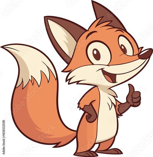 Cartoon Fox Mascot with Thumbs Up A Cheerful Character Design for Illustration and Branding Projects with Playful Charm