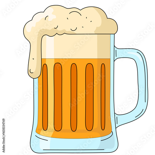 Mug of foamy craft beer. Vector illustration on white background