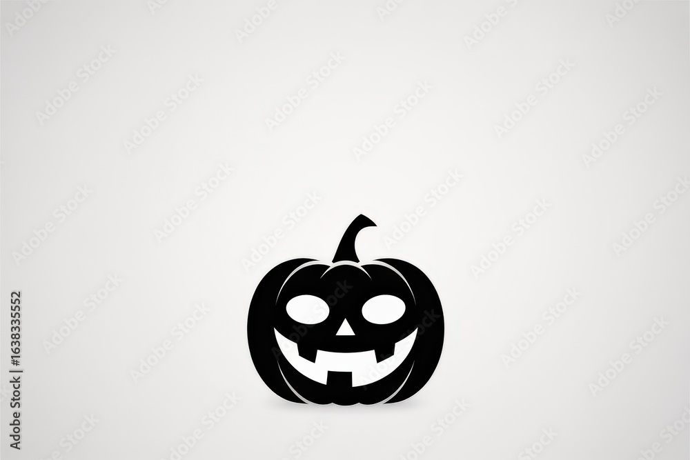 Obraz premium Modern Minimalist Black Pumpkin Vector Illustration White Background Copy Space - Halloween Marketing Decor