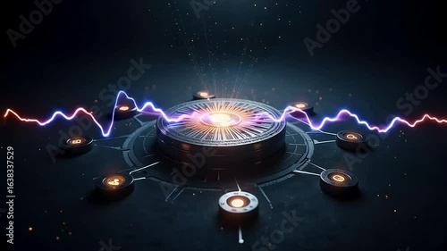 Dynamic network hub with glowing connections in sleek modern design for tech companies