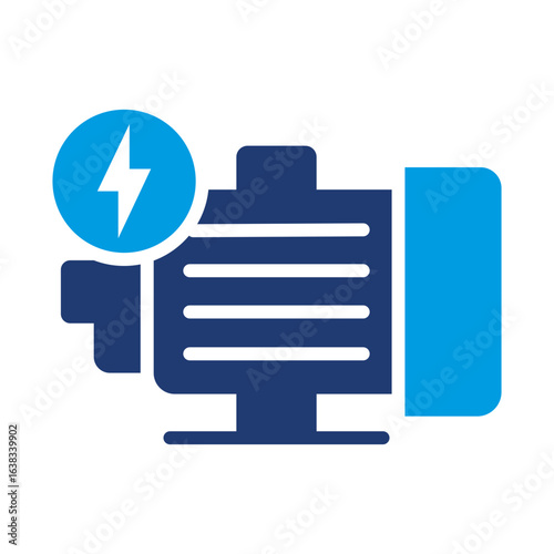 Electric Motor Icon Vector Illustration Blue Version        