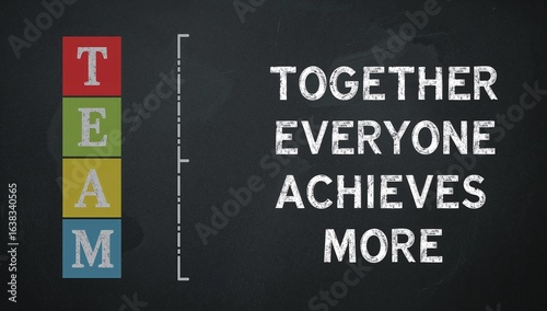 Teamwork makes the dream work with stacked blocks spelling team