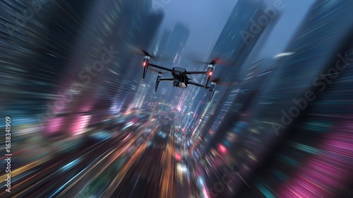 Urban Aerial View: Drone in the City	