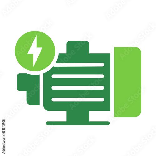 Electric Motor Icon Vector Illustration Green Version        