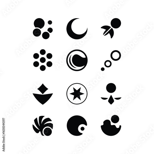 Set of ozone icons vector silhouette isolated black and white