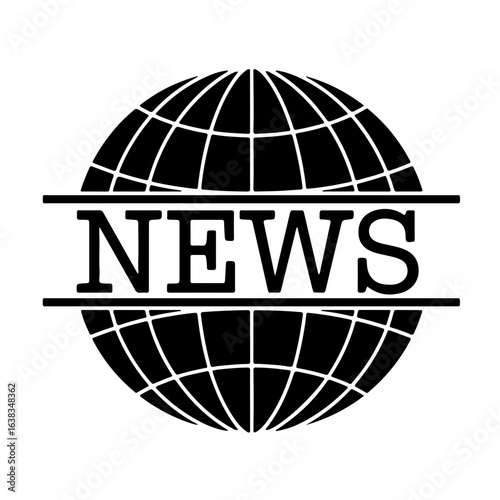 Global news icon symbol for media communications