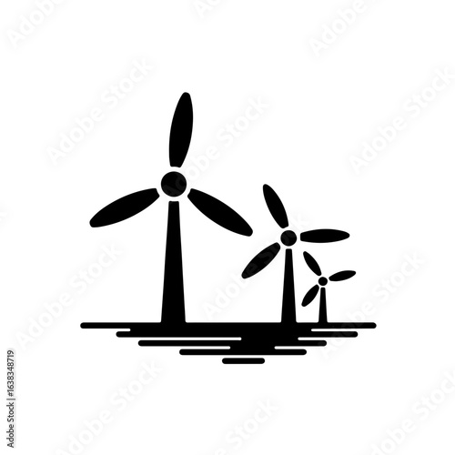 Wind turbine silhouette for clean energy solutions
