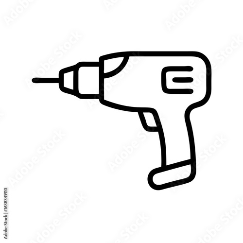 Cordless electric drill in minimal line art style 