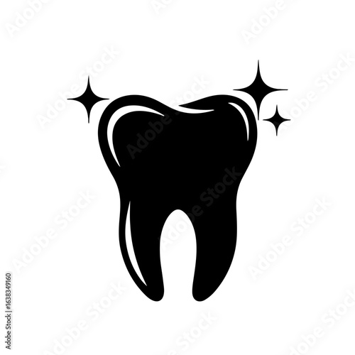 Sparkling clean tooth icon for dental hygiene ads