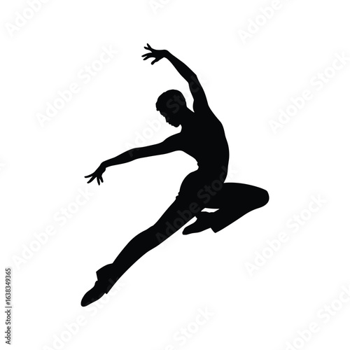 Elegant silhouette of a ballerina in mid leap