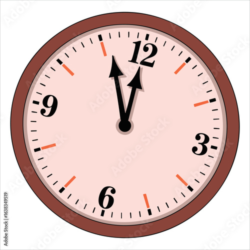 Isolated round clock on white background, a vector object ideal for time tracking, punctuality concepts, and business schedule visuals.