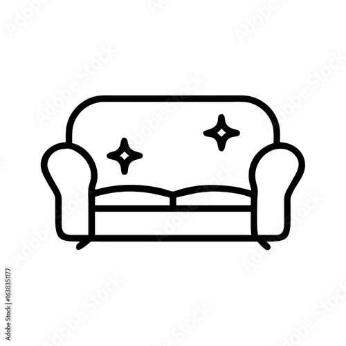 Line drawing of a stylish sofa with decorative cushions  
