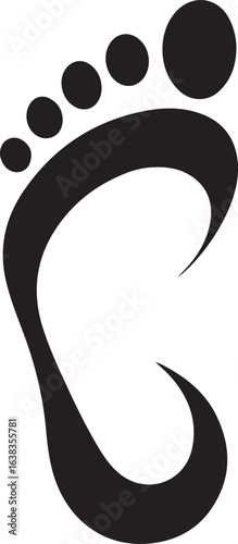 Silhouette Style Vector Foot Logo Design Icon – Minimal Human Footprint Symbol for Wellness, Healthcare, Reflexology, Pedicure, Eco Friendly Branding, Monochrome Graphic Illustration