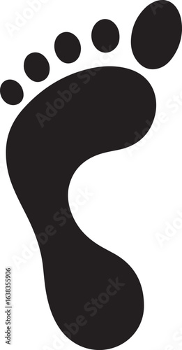 Silhouette Style Vector Foot Logo Design Icon – Minimal Human Footprint Symbol for Wellness, Healthcare, Reflexology, Pedicure, Eco Friendly Branding, Monochrome Graphic Illustration