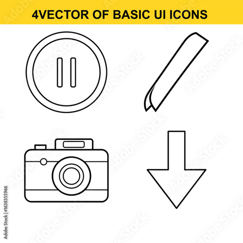 Collection of simple outline icons for user interface design